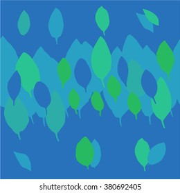 vector seamless  leaves in line  pattern