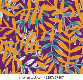 vector seamless leaves pattern colorful