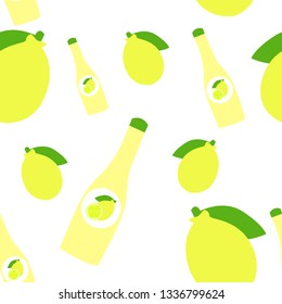 vector seamless lemon and lemonad bottle pattern yellow