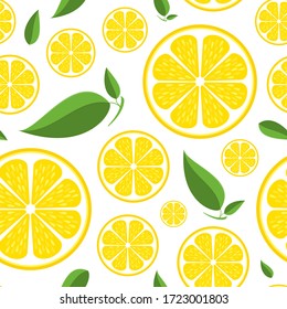 Vector seamless lemon pattern. Bright yellow fruit background