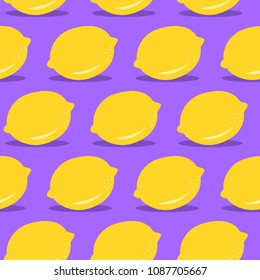 Vector seamless Lemon pattern. Colorful modern food background. Can be used for restaurant or cafe menu, design banners, wrapping paper, wallpaper, print for clothes or cover. Trend colors.