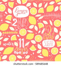 Vector seamless lemonade pattern