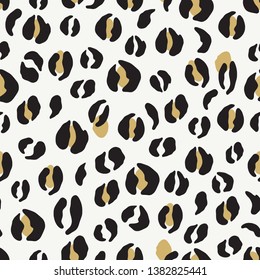 Vector seamless leopard pattern. Abstract black and gold spots