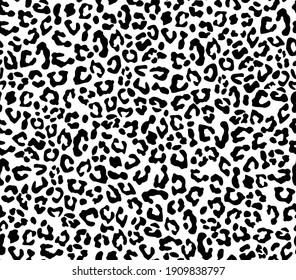 Векторный бесшовный леопардовый узор, черные пятна на белом фоне классический дизайн