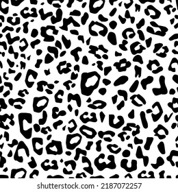 Vector seamless leopard pattern, black spots on white background classic design