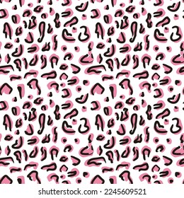 Vector seamless leopard pattern, black and blue spots on a white background classic design. Vector illustration