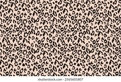 Vector seamless leopard pattern, black spots on a light background classic design,  texture trendy pattern