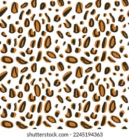 Vector seamless leopard pattern, spots on a white background classic design. Vector illustration