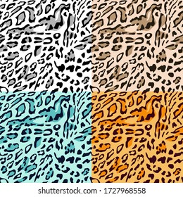 Vector seamless leopard skin pattern. Realistic animal texture