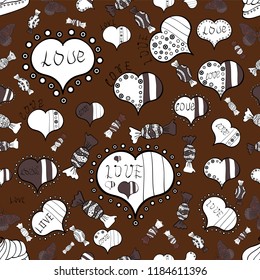 Vector. Seamless Lettering made for postcard, inspirational quote, save the date card, greeting sign message decoration, posters or postcards in brown, white, black colors. Happy Valentines day sign.