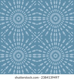 Vector seamless light blue circle pattern on blue background, abstract tie dye fabric drawing  for fashion textiles printing, embroidery patterns, wallpaper and wrapping