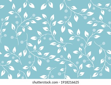 vector seamless light blue floral texture with branches