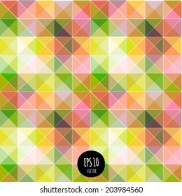 Vector seamless lights abstract background. Vibrant futuristic geometric shapes pattern. Colorful modern style fashion design. Multicolored triangle texture. digital backdrop.
