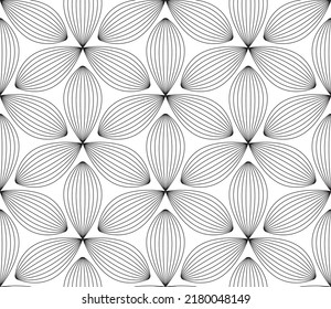 Vector seamless line simple flowers texture. Isolated on white background