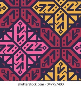 Vector Seamless Linear Pattern. Modern Stylish Texture for Textile Design. Repeating Colorful Cross Shapes on Black
