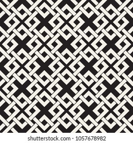 Vector seamless lines pattern. Abstract background with interweaving squares. Geometric monochrome lattice texture. Decorative intricate grid.
