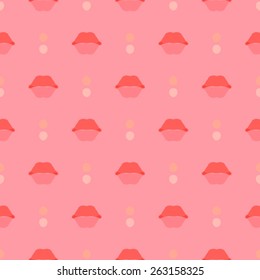 Vector Seamless Lips and Dots Background Pattern