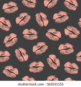 Vector seamless lips, kiss Valentine's day pattern. Can be used for wrapping, textile, wallpaper, postcards and many more.