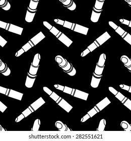 Vector seamless lipstick pattern. retro background