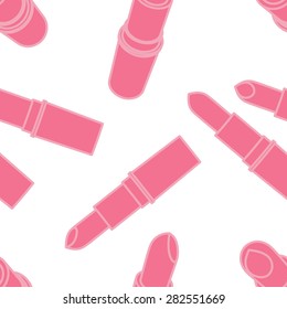 Vector seamless lipstick pattern. retro background