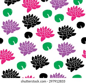 vector seamless lotus flower background