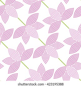 Vector Seamless Lotus pattern. Circle pattern. Dotted pattern. Flower pattern. Floral background. Oriental ornament. Ethnic background for textile. Abstract Background. Dots. Vector Regular Texture.