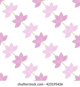 Vector Seamless Lotus pattern. Circle pattern. Dotted pattern. Flower pattern. Floral background. Oriental ornament. Ethnic background for textile. Abstract Background. Dots. Vector Regular Texture.