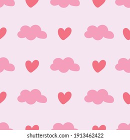 Vector Seamless Love and Cloud Pattern