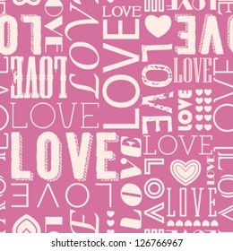 Vector seamless love heart shape pattern.