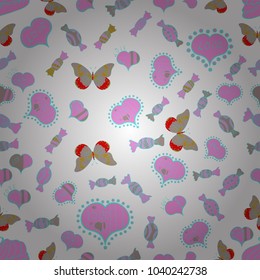 Vector. Seamless love pattern with cute lettering calligraphy text and hearts, envelopes. Hand drawn illustration in cartoon style. Art for web, textile, fabric. Graphic on white, pink and blue colors