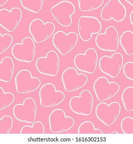 Vector Seamless Love Pattern. Sketch Valentines Day Background