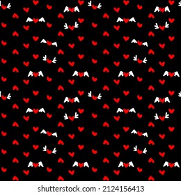 Vector seamless love symbol half-drop pattern, with stylish hearts