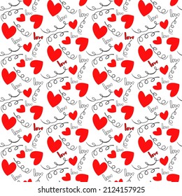 Vector seamless love symbol half-drop pattern, with stylish hearts