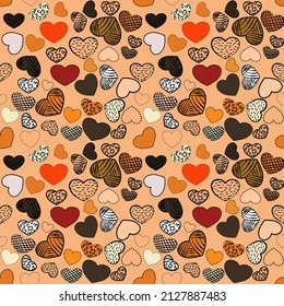 Vector seamless love symbol half-drop pattern, with stylish hearts