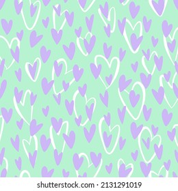 Vector seamless love symbol half-drop pattern, with stylish hearts  