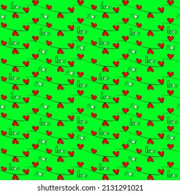 Vector seamless love symbol half-drop pattern, with stylish hearts
