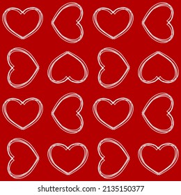 Vector seamless love symbol half-drop pattern, with stylish hearts  