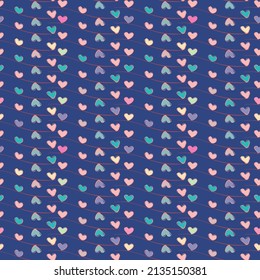 Vector seamless love symbol half-drop pattern, with stylish hearts  