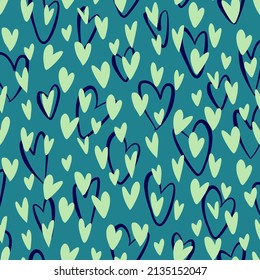Vector seamless love symbol half-drop pattern, with stylish hearts