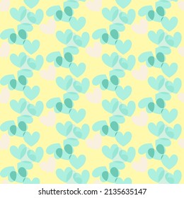 Vector seamless love symbol half-drop pattern, with stylish hearts  
