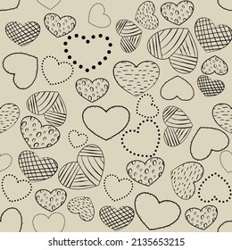 Vector seamless love symbol half-drop pattern, with stylish hearts 