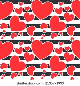 Vector seamless love symbol half-drop pattern, with stylish hearts 