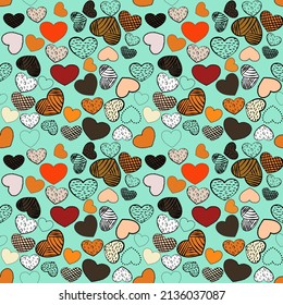 Vector seamless love symbol half-drop pattern, with stylish hearts 