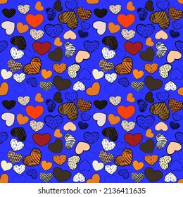 Vector seamless love symbol half-drop pattern, with stylish hearts 