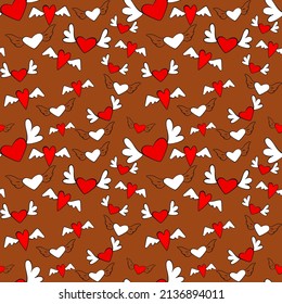 Patrón de media caída del símbolo de amor sin fisuras del vector, con corazones elegantes 