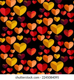 Vector seamless love symbol half-drop pattern, with stylish hearts