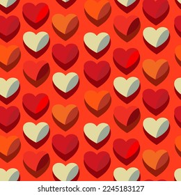Patrón de media caída del símbolo de amor sin fisuras del vector, con corazones elegantes