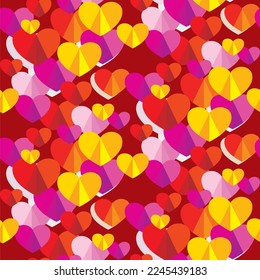 Vector seamless love symbol half-drop pattern, with stylish hearts