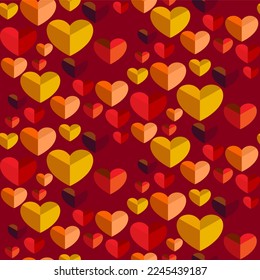 Vector seamless love symbol half-drop pattern, with stylish hearts