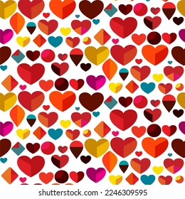 Vector seamless love symbol half-drop pattern, with stylish hearts